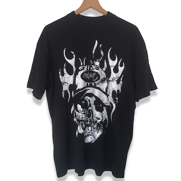 MENS SKULL FLAME GRAPHIC T-SHIRT SIZE SMALL - Picture 4 of 5
